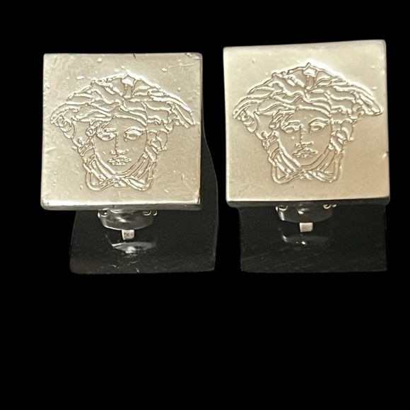 Vintage GIANNI VERSACE Medusa Clip-On Earrings Silver Tone